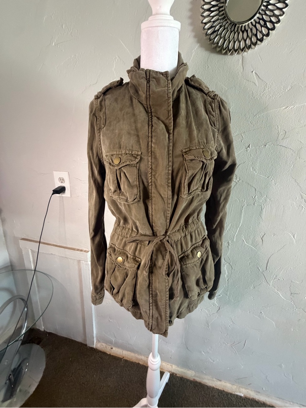 Maison Jules Olive Green Utility Drawstring Jacket